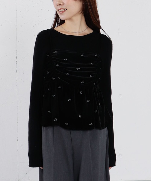 archives（アルシーヴ）の「花柄刺繍ベロアビスチェ×リブニットプルオーバーＳＥＴ（ニット/セーター・レディース・グレー/アイボリー/ブラック/ブラウン・MEDIUM）」の17枚目の写真