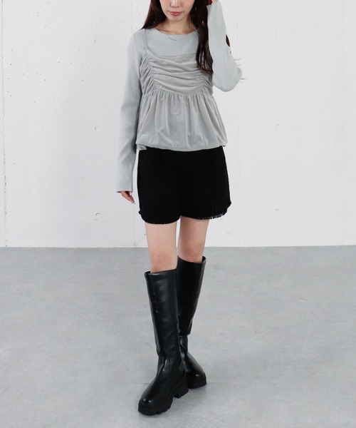 archives（アルシーヴ）の「花柄刺繍ベロアビスチェ×リブニットプルオーバーＳＥＴ（ニット/セーター・レディース・グレー/アイボリー/ブラック/ブラウン・MEDIUM）」の15枚目の写真