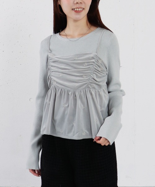 archives（アルシーヴ）の「花柄刺繍ベロアビスチェ×リブニットプルオーバーＳＥＴ（ニット/セーター・レディース・グレー/アイボリー/ブラック/ブラウン・MEDIUM）」の12枚目の写真