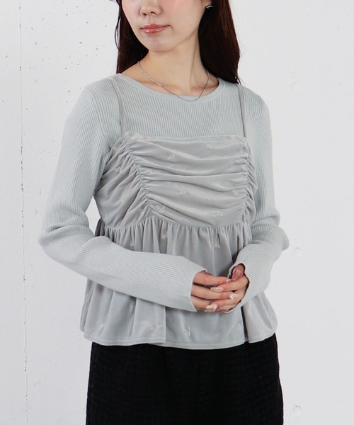 archives（アルシーヴ）の「花柄刺繍ベロアビスチェ×リブニットプルオーバーＳＥＴ（ニット/セーター・レディース・グレー/アイボリー/ブラック/ブラウン・MEDIUM）」の11枚目の写真