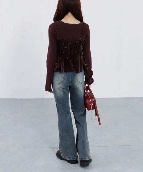 archives（アルシーヴ）の「花柄刺繍ベロアビスチェ×リブニットプルオーバーＳＥＴ（ニット/セーター・レディース・グレー/アイボリー/ブラック/ブラウン・MEDIUM）」の10枚目の写真