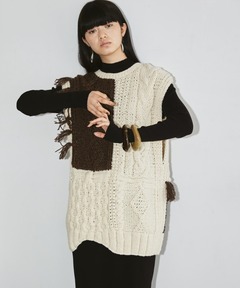 セール】パッチワークハンドニットベスト（ニット/セーター