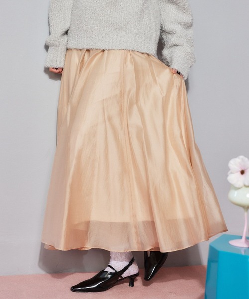 mysty woman（ミスティウーマン）の「フレアーシアースカート 640641（スカート・レディース・ライトグリーン/ブラック/ライトベージュ・FREE）」の2枚目の写真