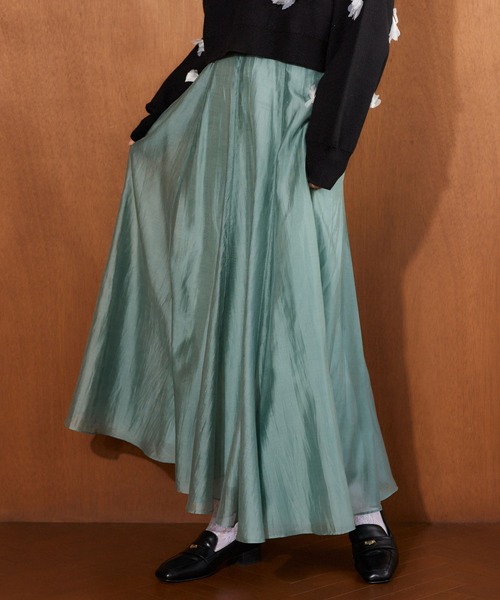 mysty woman（ミスティウーマン）の「フレアーシアースカート 640641（スカート・レディース・ライトグリーン/ブラック/ライトベージュ・FREE）」の3枚目の写真