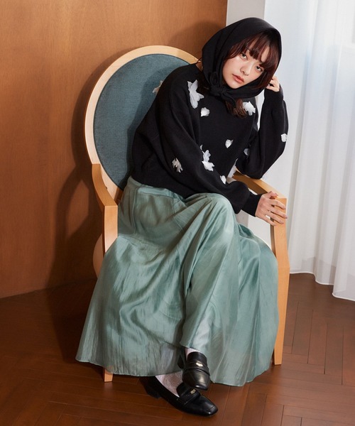 mysty woman（ミスティウーマン）の「フレアーシアースカート 640641（スカート・レディース・ライトグリーン/ブラック/ライトベージュ・FREE）」の20枚目の写真