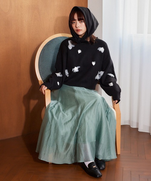 mysty woman（ミスティウーマン）の「フレアーシアースカート 640641（スカート・レディース・ライトグリーン/ブラック/ライトベージュ・FREE）」の21枚目の写真