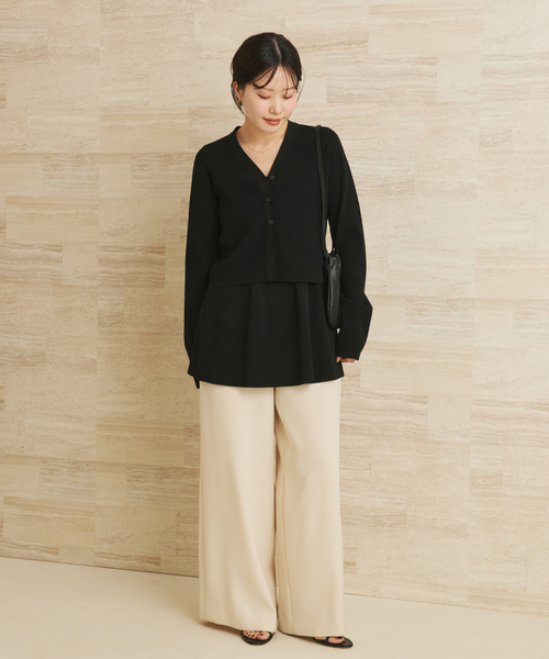 plage（プラージュ）の「Minimal Knit カーディガン（カーディガン/ボレロ・レディース・ブラック/キャメル・FREE）」の5枚目の写真