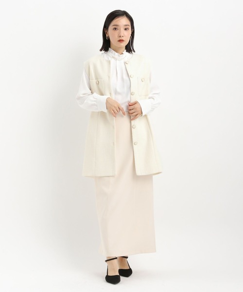 Andemiu（アンデミュウ）の「【セレモニー】ツイードロングジレ636642（ノーカラージャケット・レディース・ネイビー/アイボリー・FREE）」の12枚目の写真