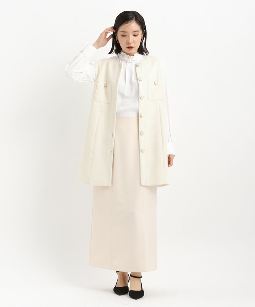 Andemiu（アンデミュウ）の「【セレモニー】ツイードロングジレ636642（ノーカラージャケット・レディース・ネイビー/アイボリー・FREE）」の13枚目の写真