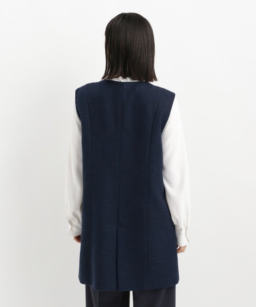 Andemiu（アンデミュウ）の「【セレモニー】ツイードロングジレ636642（ノーカラージャケット・レディース・ネイビー/アイボリー・FREE）」の16枚目の写真