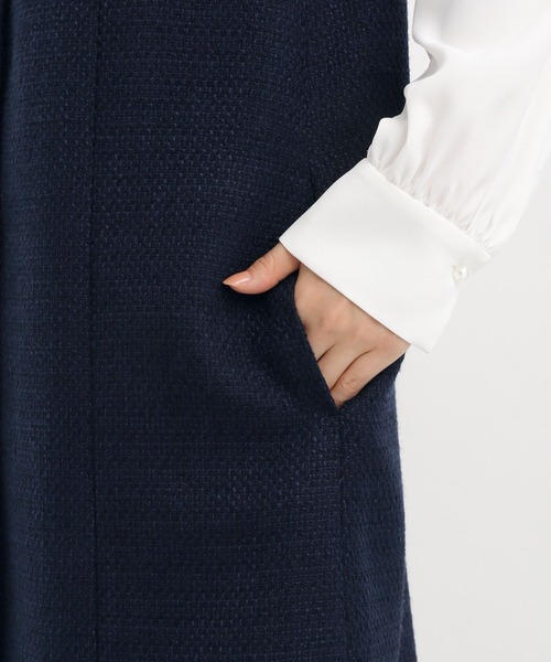 Andemiu（アンデミュウ）の「【セレモニー】ツイードロングジレ636642（ノーカラージャケット・レディース・ネイビー/アイボリー・FREE）」の20枚目の写真
