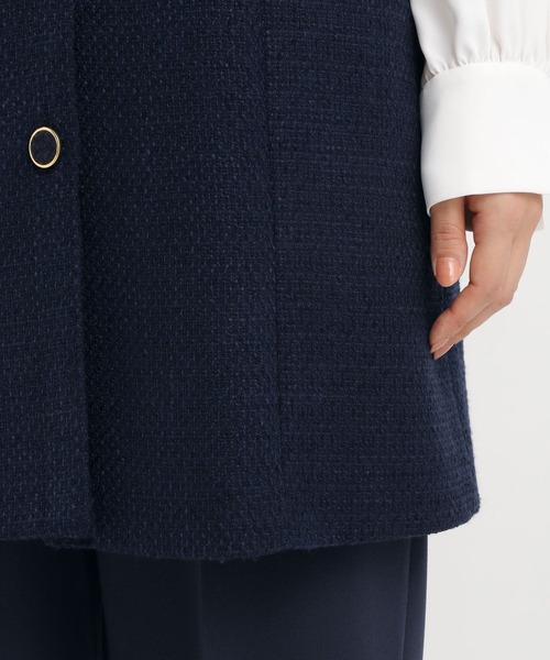 Andemiu（アンデミュウ）の「【セレモニー】ツイードロングジレ636642（ノーカラージャケット・レディース・ネイビー/アイボリー・FREE）」の21枚目の写真