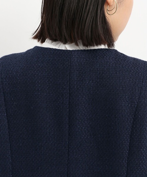 Andemiu（アンデミュウ）の「【セレモニー】ツイードロングジレ636642（ノーカラージャケット・レディース・ネイビー/アイボリー・FREE）」の22枚目の写真