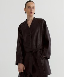 Bie（ビエ）の「ノーカラーシンセティックロングジャケット（その他アウター）」