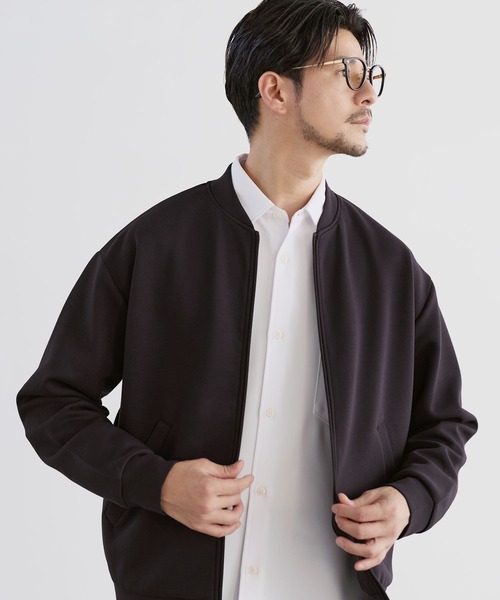 SPU(スプ)の「【防シワ・抗ピリング・ウォッシャブル】ハイポンチMA1ジャケットブルゾン(MA-1・メンズ・グレー/ブラック/チャコール/ネイビー・S/M/L/XL)」の14枚目の写真