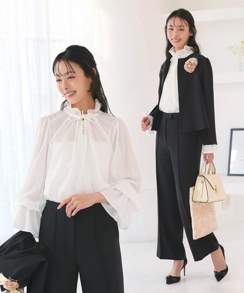 新品RUIRUE BOUTIQUE ストレッチツイードジャケット3点セットアップ セール】ストレッチツイードノーカラージャケット3点セットアップ