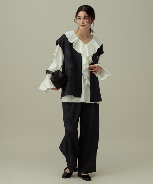 LAKOLE（ラコレ）の「【セレモニー／卒入式にも】＜多機能素材＞パウダリーツイルワイドパンツ / 638594（スラックス・レディース・ネイビー系8/チャコールグレー/グレー・FREE）」の18枚目の写真