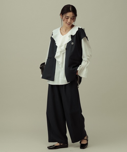 LAKOLE（ラコレ）の「【セレモニー／卒入式にも】＜多機能素材＞パウダリーツイルワイドパンツ / 638594（スラックス・レディース・ネイビー系8/チャコールグレー/グレー・FREE）」の19枚目の写真