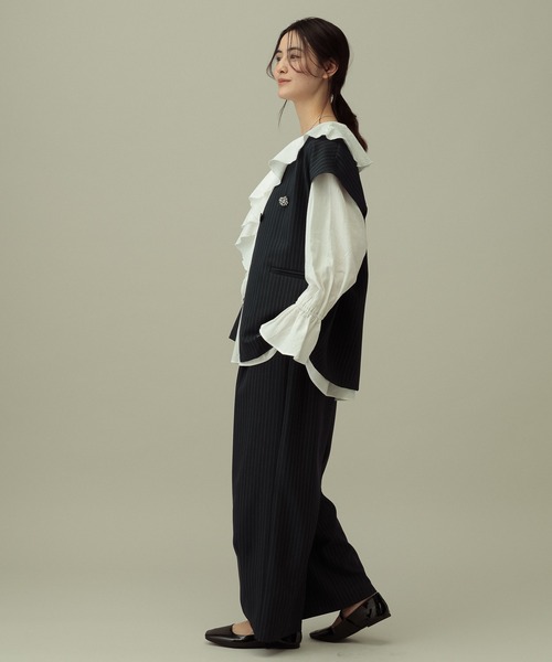 LAKOLE（ラコレ）の「【セレモニー／卒入式にも】＜多機能素材＞パウダリーツイルワイドパンツ / 638594（スラックス・レディース・ネイビー系8/チャコールグレー/グレー・FREE）」の20枚目の写真