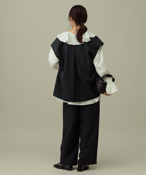 LAKOLE（ラコレ）の「【セレモニー／卒入式にも】＜多機能素材＞パウダリーツイルワイドパンツ / 638594（スラックス・レディース・ネイビー系8/チャコールグレー/グレー・FREE）」の21枚目の写真