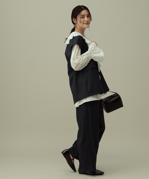 LAKOLE（ラコレ）の「【セレモニー／卒入式にも】＜多機能素材＞パウダリーツイルワイドパンツ / 638594（スラックス・レディース・ネイビー系8/チャコールグレー/グレー・FREE）」の22枚目の写真