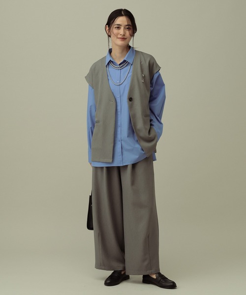 LAKOLE（ラコレ）の「【セレモニー／卒入式にも】＜多機能素材＞パウダリーツイルワイドパンツ / 638594（スラックス・レディース・ネイビー系8/チャコールグレー/グレー・FREE）」の9枚目の写真