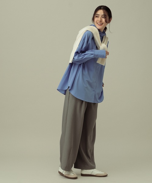 LAKOLE（ラコレ）の「【セレモニー／卒入式にも】＜多機能素材＞パウダリーツイルワイドパンツ / 638594（スラックス・レディース・ネイビー系8/チャコールグレー/グレー・FREE）」の12枚目の写真