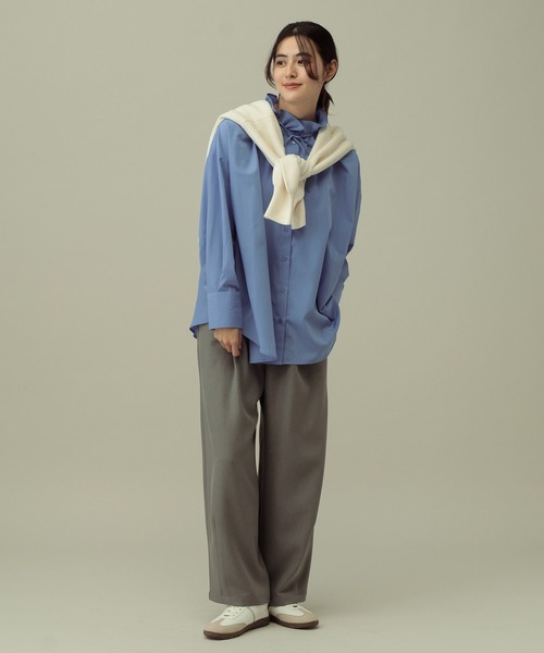 LAKOLE（ラコレ）の「【セレモニー／卒入式にも】＜多機能素材＞パウダリーツイルワイドパンツ / 638594（スラックス・レディース・ネイビー系8/チャコールグレー/グレー・FREE）」の13枚目の写真