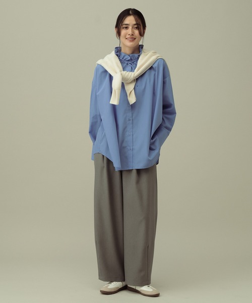 LAKOLE（ラコレ）の「【セレモニー／卒入式にも】＜多機能素材＞パウダリーツイルワイドパンツ / 638594（スラックス・レディース・ネイビー系8/チャコールグレー/グレー・FREE）」の14枚目の写真