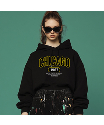 OHPxDREAMDAY シカゴミレニアムパーク レディース クロップ起毛フードパーカー