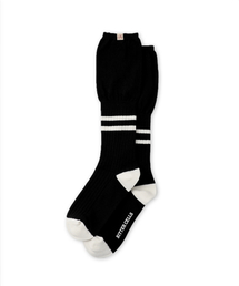 BITTER CELLS（ビターセルズ）の「レイヤードロゴロングソックス-ブラック＆アイボリー（ソックス/靴下）」