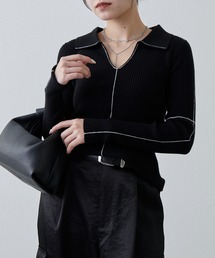 Lui's | 配色ステッチスキッパーリブニットトップス(ニット/セーター)