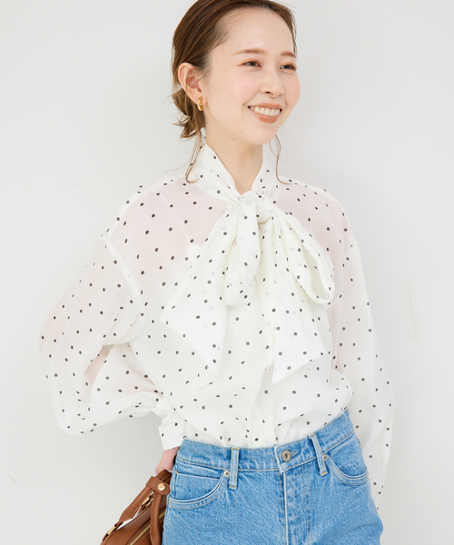 SLOBE IENA（スローブイエナ）の「《WEB限定/追加》ボウタイブラウス（シャツ/ブラウス・レディース・ホワイト系その他/ネイビー・FREE）」の7枚目の写真