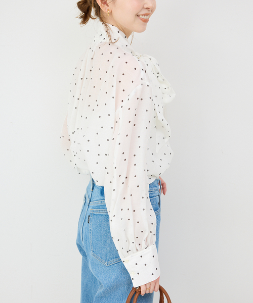 SLOBE IENA（スローブイエナ）の「《WEB限定/追加》ボウタイブラウス（シャツ/ブラウス・レディース・ホワイト系その他/ネイビー・FREE）」の8枚目の写真