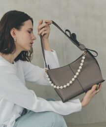 パールチャーム付きリボンベルトバッグ