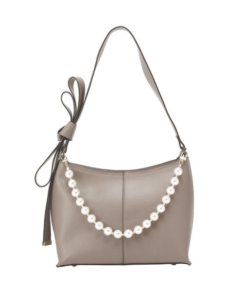 YECCA VECCA（イェッカヴェッカ）の「パールチャーム付きリボンベルトバッグ（ショルダーバッグ・レディース・チャコールグレー/ライトブルー/ライトベージュ・FREE）」の9枚目の写真