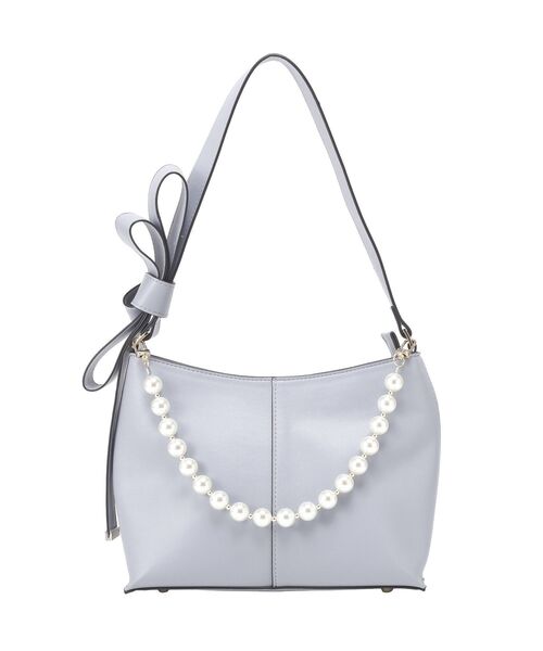 YECCA VECCA（イェッカヴェッカ）の「パールチャーム付きリボンベルトバッグ（ショルダーバッグ・レディース・チャコールグレー/ライトブルー/ライトベージュ・FREE）」の10枚目の写真