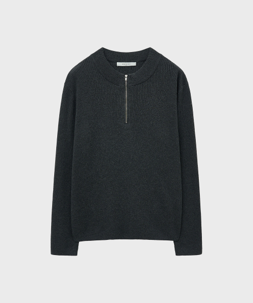 NOIRER（ノイア）の「リブドジップアップニット（ダークグレー）（ニット/セーター・メンズ・その他・48/50/52）」の2枚目の写真