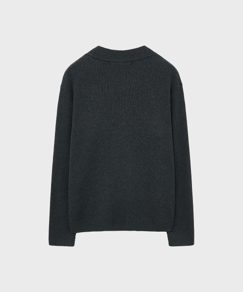NOIRER（ノイア）の「リブドジップアップニット（ダークグレー）（ニット/セーター・メンズ・その他・48/50/52）」の3枚目の写真