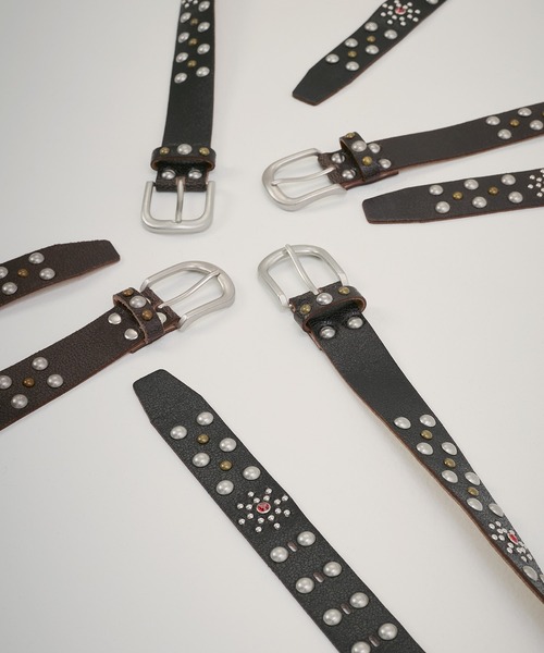 カウレザークラックフラワースタッズベルト（ベルト）｜MSG