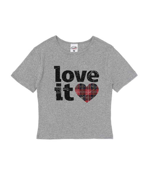 CARGOBROS FOR WOMAN(カーゴブロスフォーウィメン)の「ヴィンテージチェックハートショート半袖Tシャツ(グレー)(Tシャツ/カットソー・レディース・その他・FREE)」の1枚目の写真