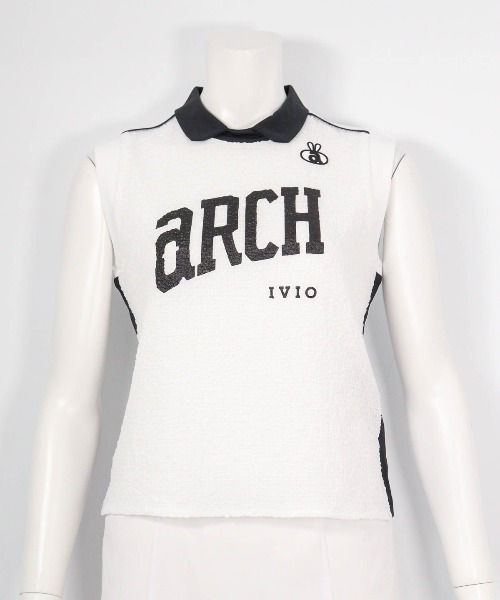 archivio(アルチビオ)の「<LADIES>前後異素材ノースリロゴプルオーバー(タンクトップ・レディース・ホワイト/ブラウン/ブラック・L/M/S)」の2枚目の写真