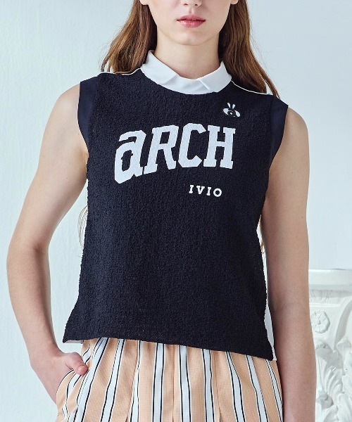 archivio(アルチビオ)の「<LADIES>前後異素材ノースリロゴプルオーバー(タンクトップ・レディース・ホワイト/ブラウン/ブラック・L/M/S)」の3枚目の写真