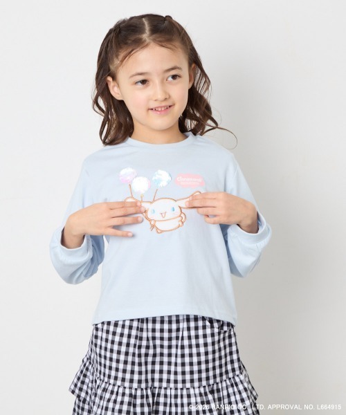 a.v.v（アーヴェヴェ）の「【数量限定】[110-140][シナモロール＆ポチャッコ]スパンコールTシャツ（Tシャツ/カットソー・キッズ・グリーン/ライトブルー・140/130/120/110）」の5枚目の写真