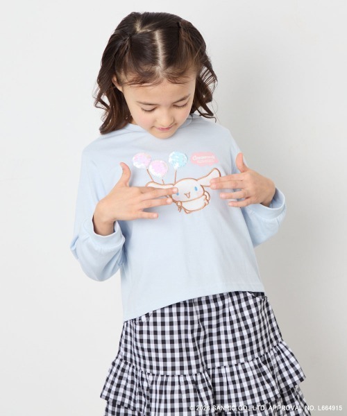 a.v.v（アーヴェヴェ）の「【数量限定】[110-140][シナモロール＆ポチャッコ]スパンコールTシャツ（Tシャツ/カットソー・キッズ・グリーン/ライトブルー・140/130/120/110）」の6枚目の写真