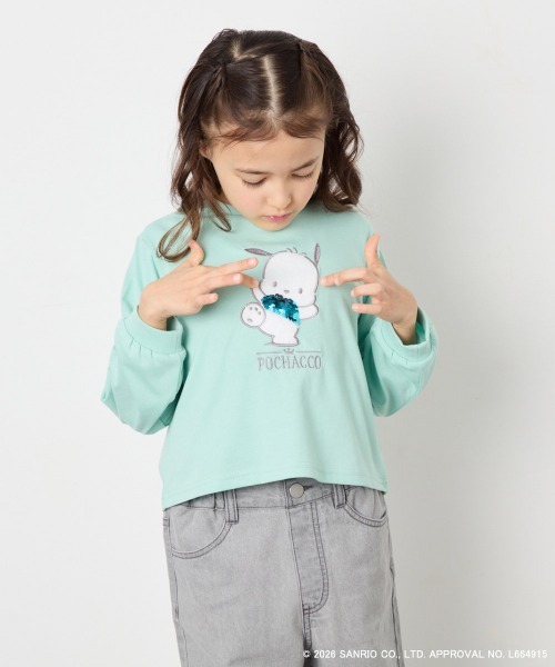 a.v.v（アーヴェヴェ）の「【数量限定】[110-140][シナモロール＆ポチャッコ]スパンコールTシャツ（Tシャツ/カットソー・キッズ・グリーン/ライトブルー・140/130/120/110）」の11枚目の写真