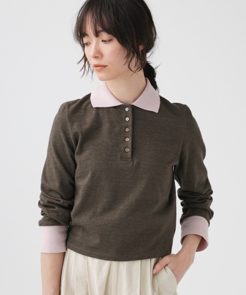 BABYLONE（バビロン）の「【PROTAGONISTA】＜別注＞ポロカットソー（ポロシャツ・レディース・グレー/ブラウン・フリー）」の2枚目の写真