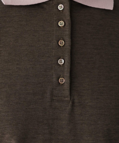 BABYLONE（バビロン）の「【PROTAGONISTA】＜別注＞ポロカットソー（ポロシャツ・レディース・グレー/ブラウン・フリー）」の4枚目の写真