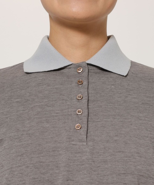 BABYLONE（バビロン）の「【PROTAGONISTA】＜別注＞ポロカットソー（ポロシャツ・レディース・グレー/ブラウン・フリー）」の8枚目の写真