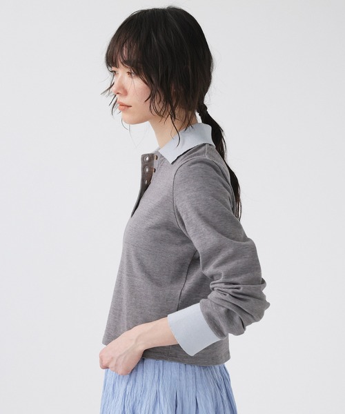 BABYLONE（バビロン）の「【PROTAGONISTA】＜別注＞ポロカットソー（ポロシャツ・レディース・グレー/ブラウン・フリー）」の22枚目の写真